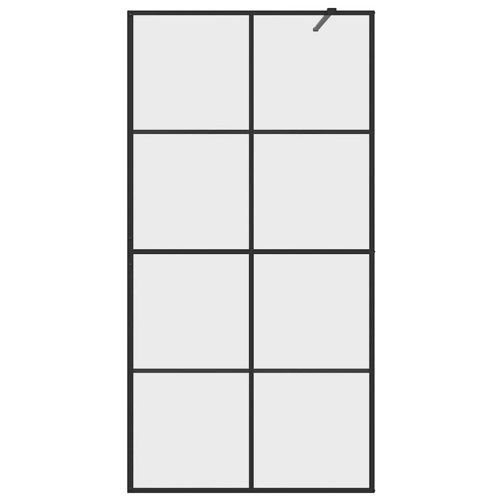 brusevæg 100x195 cm klart sikkerhedsglas sort