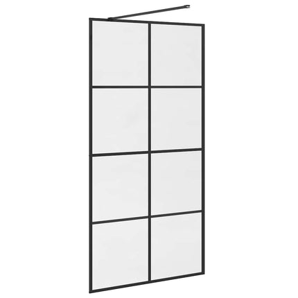 brusevæg 100x195 cm klart sikkerhedsglas sort