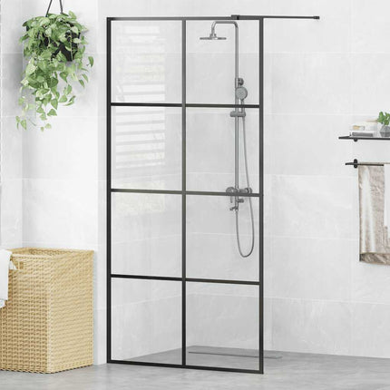 brusevæg 100x195 cm klart sikkerhedsglas sort