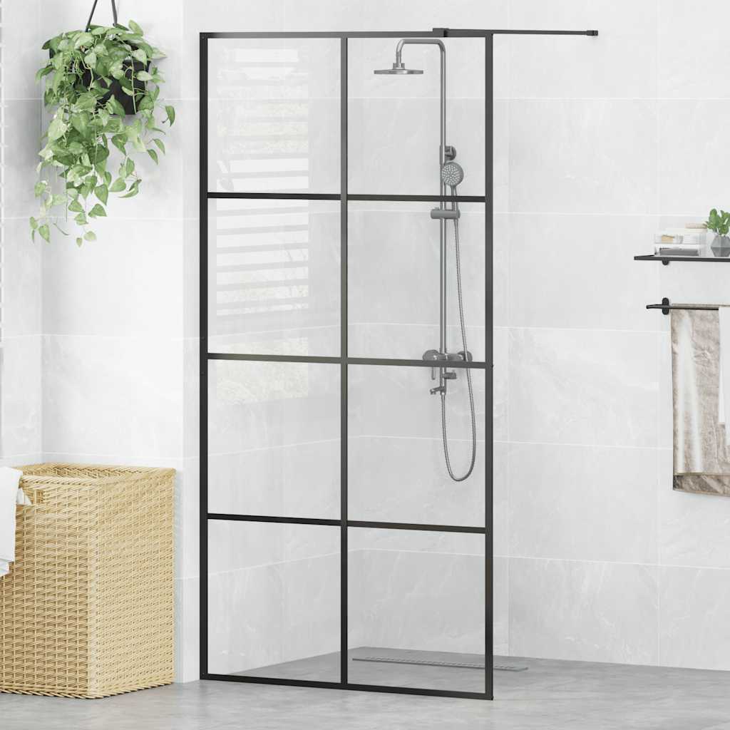 brusevæg 100x195 cm klart sikkerhedsglas sort