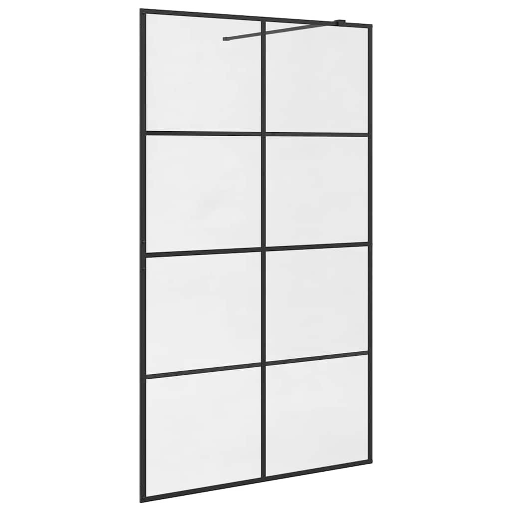 brusevæg 115x195 cm klart sikkerhedsglas sort