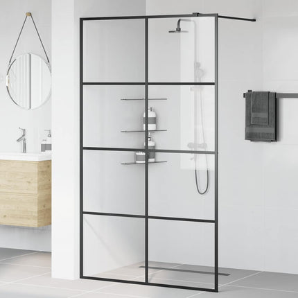 brusevæg 115x195 cm klart sikkerhedsglas sort