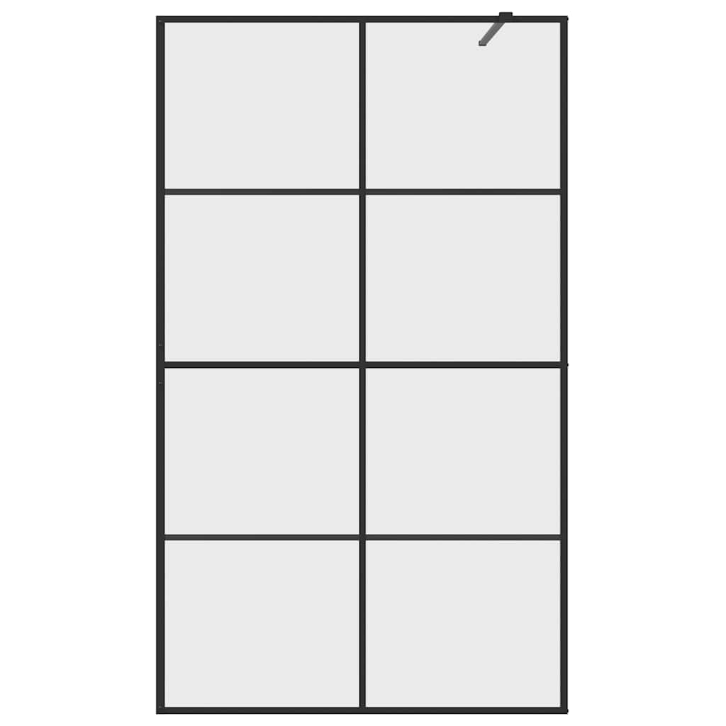brusevæg 115x195 cm klart sikkerhedsglas sort