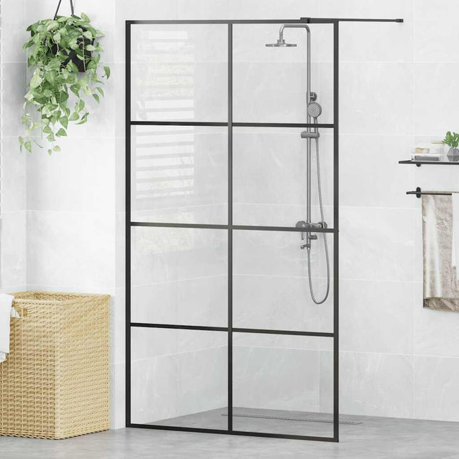 brusevæg 115x195 cm klart sikkerhedsglas sort