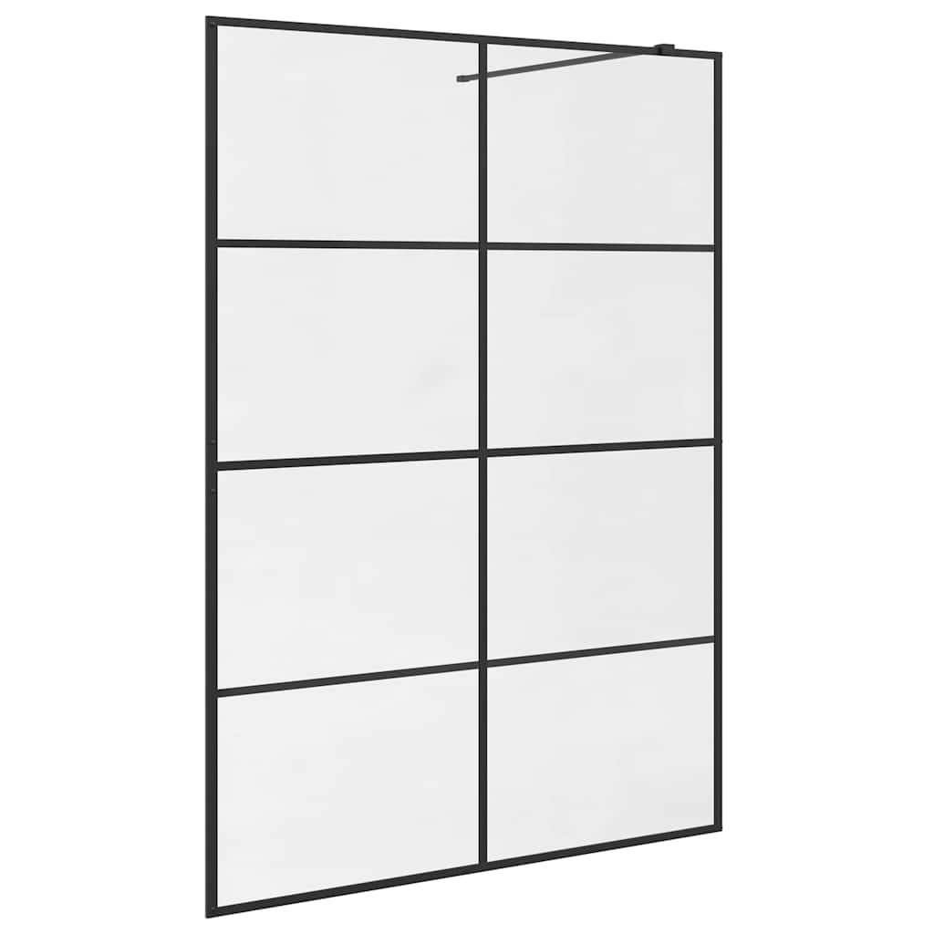 brusevæg med klart sikkerhedsglas 140x195 cm sort