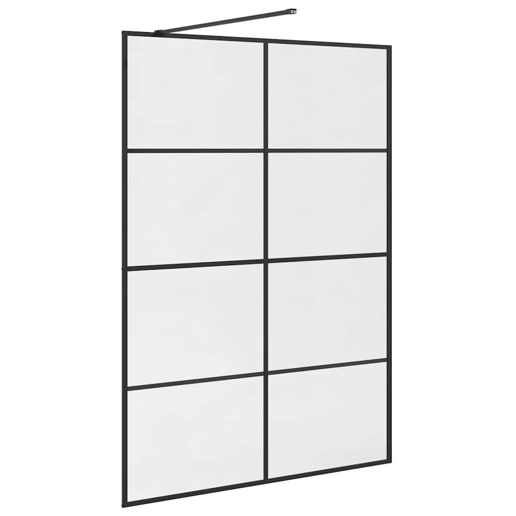 brusevæg med klart sikkerhedsglas 140x195 cm sort