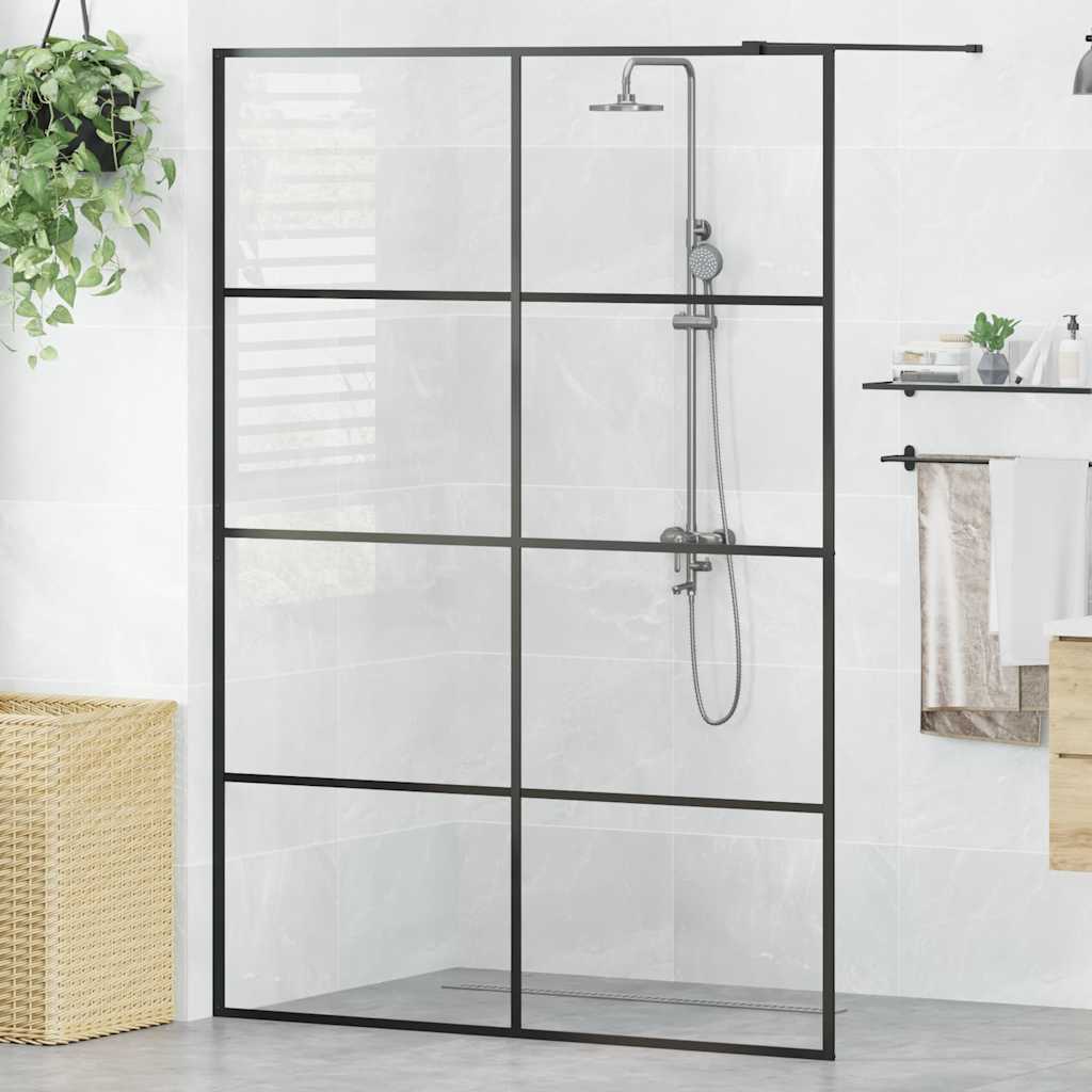 brusevæg med klart sikkerhedsglas 140x195 cm sort
