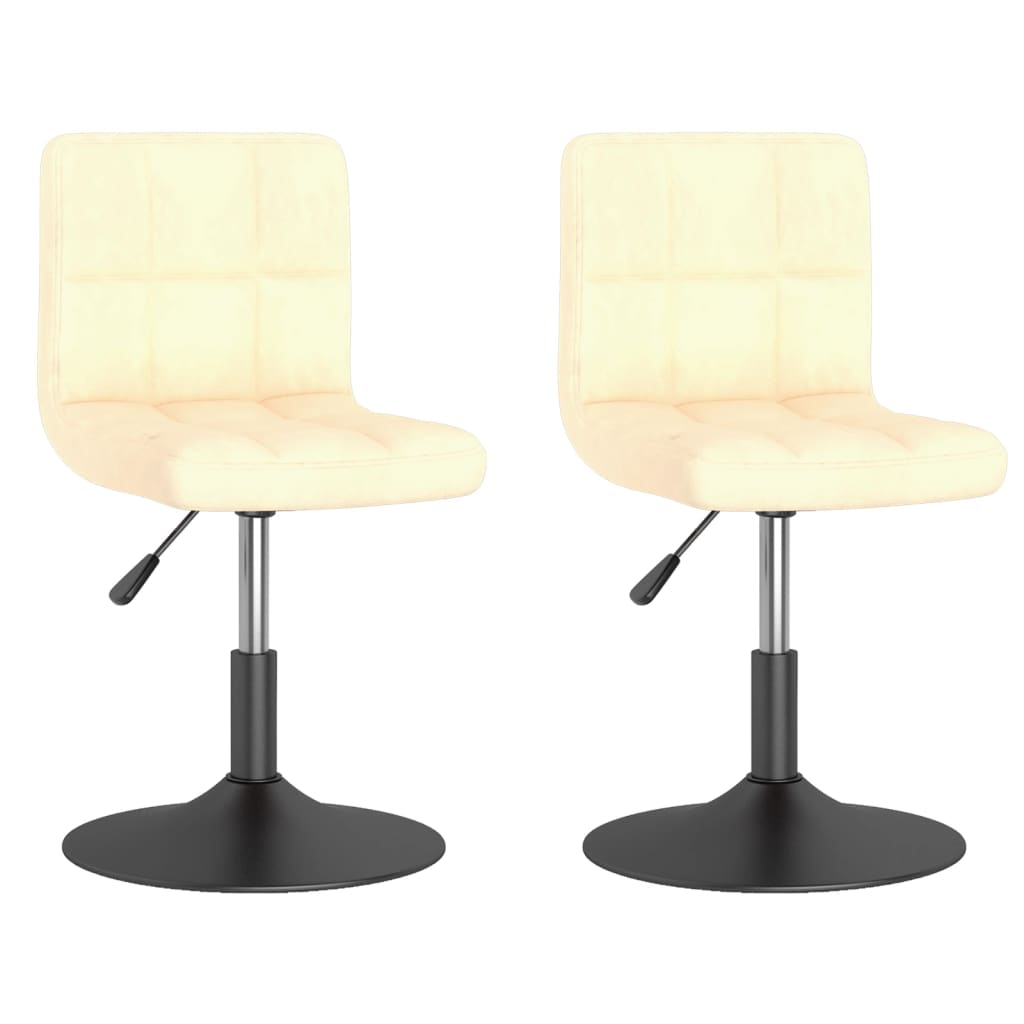 drejelige spisebordsstole 2 stk. fløjl cremefarvet