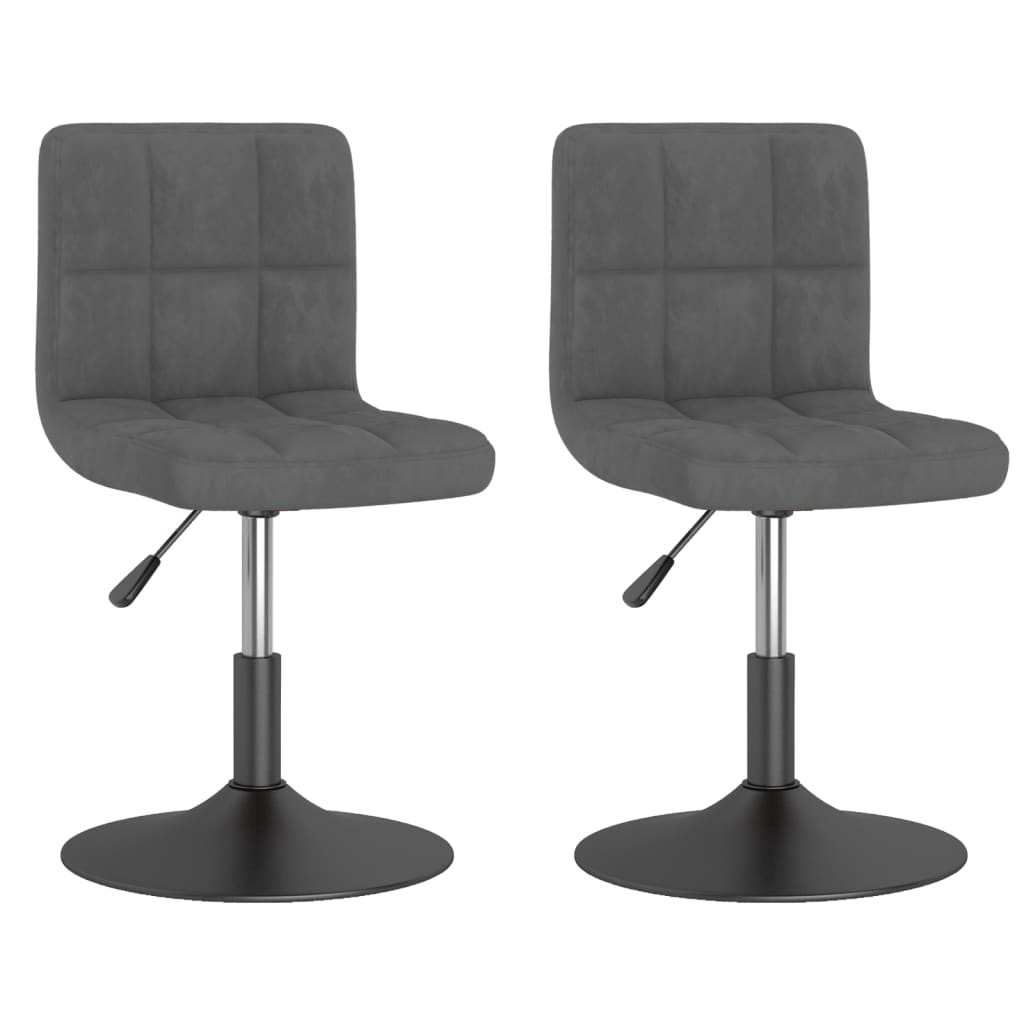 drejelige spisebordsstole 2 stk. fløjl mørkegrå