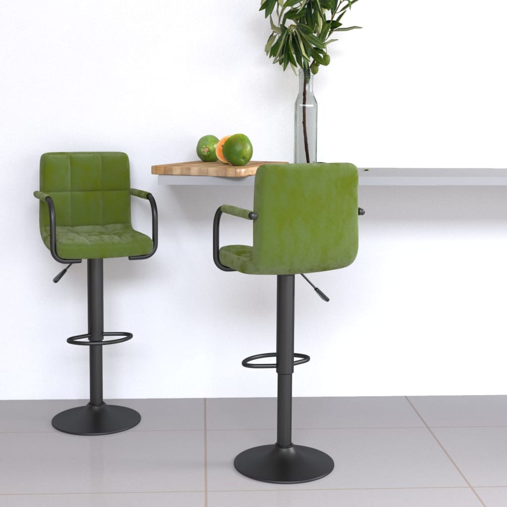 barstole 2 stk. fløjl lysegrøn