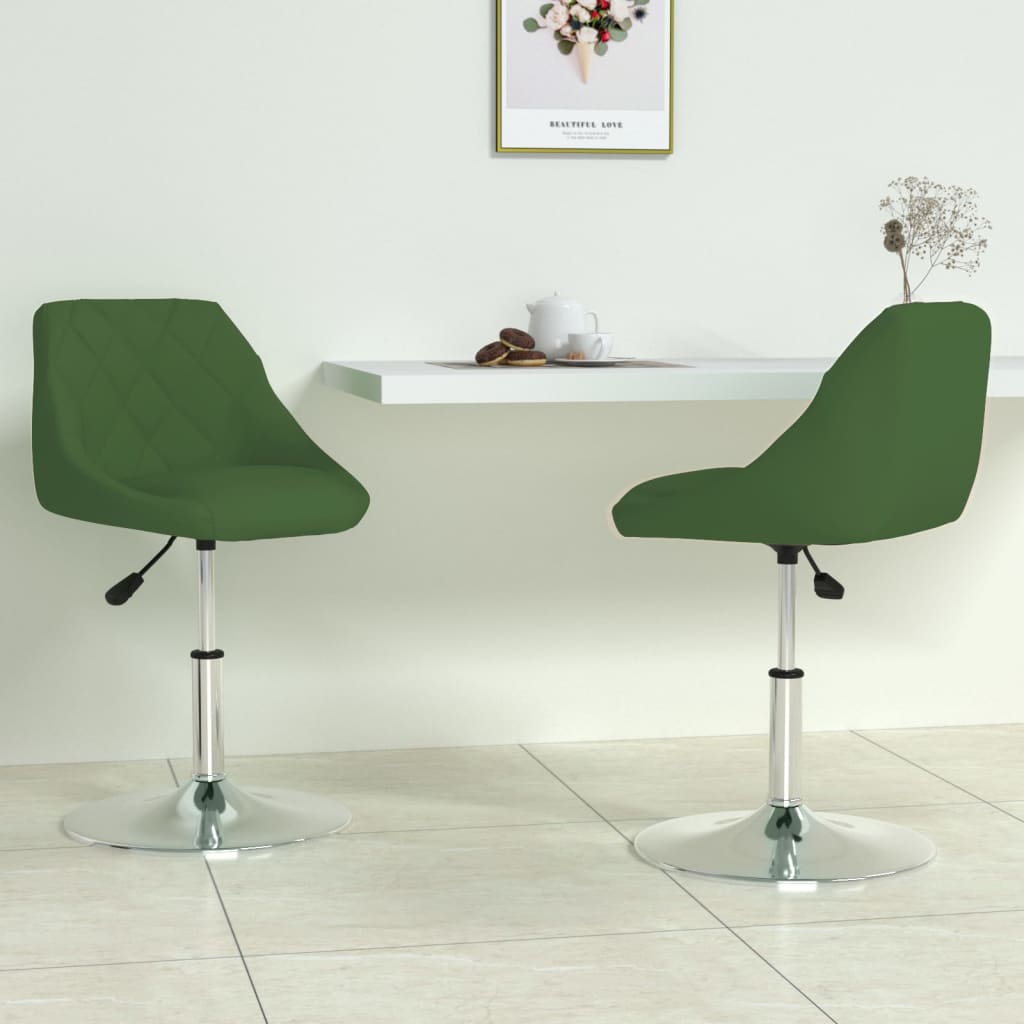 drejelige spisebordsstole 2 stk. fløjl mørkegrøn billede