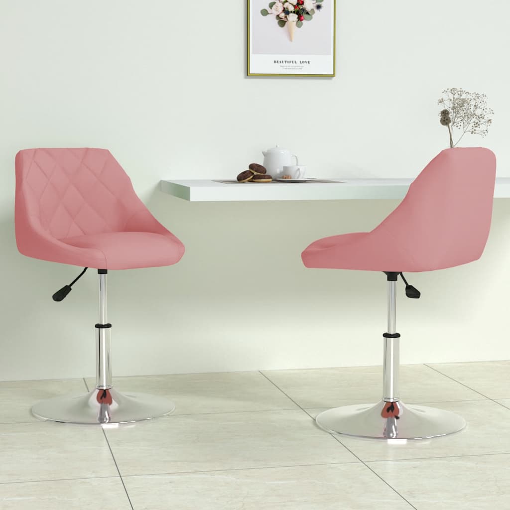 Drejelige spisebordsstole i fløjl - 2 stk., lyserød, højdejusterbare