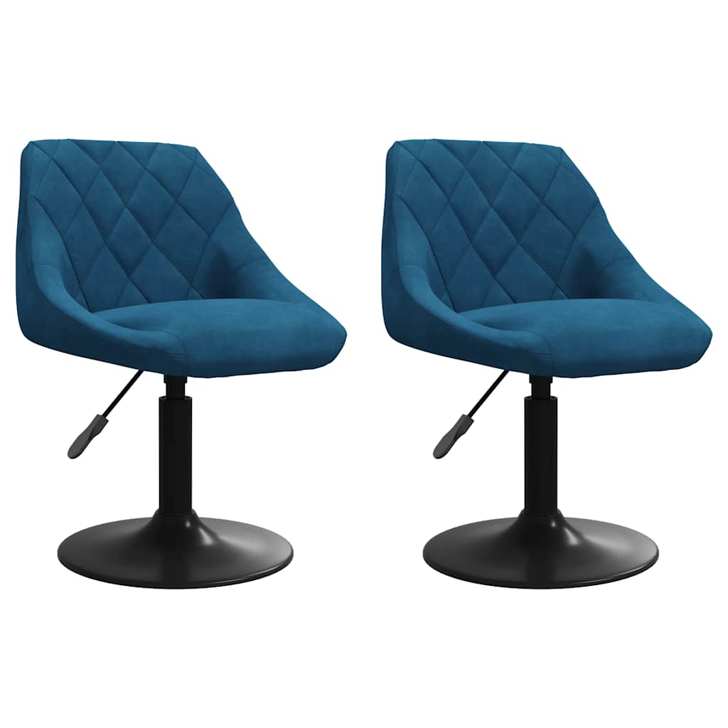 drejelige spisebordsstole 2 stk. fløjl blå