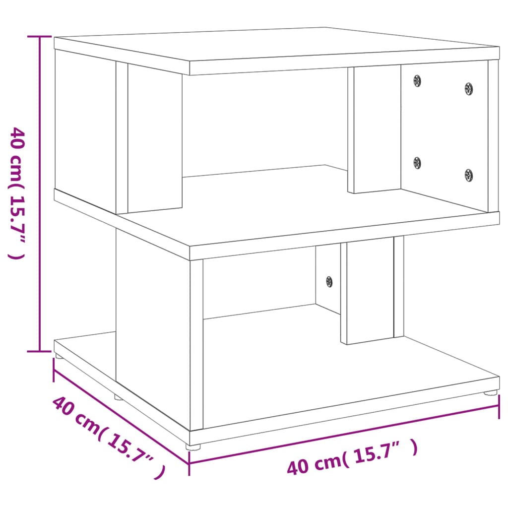 sidebord 40x40x40 cm konstrueret træ betongrå
