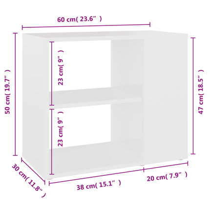sideskab 60x30x50 cm konstrueret træ hvid