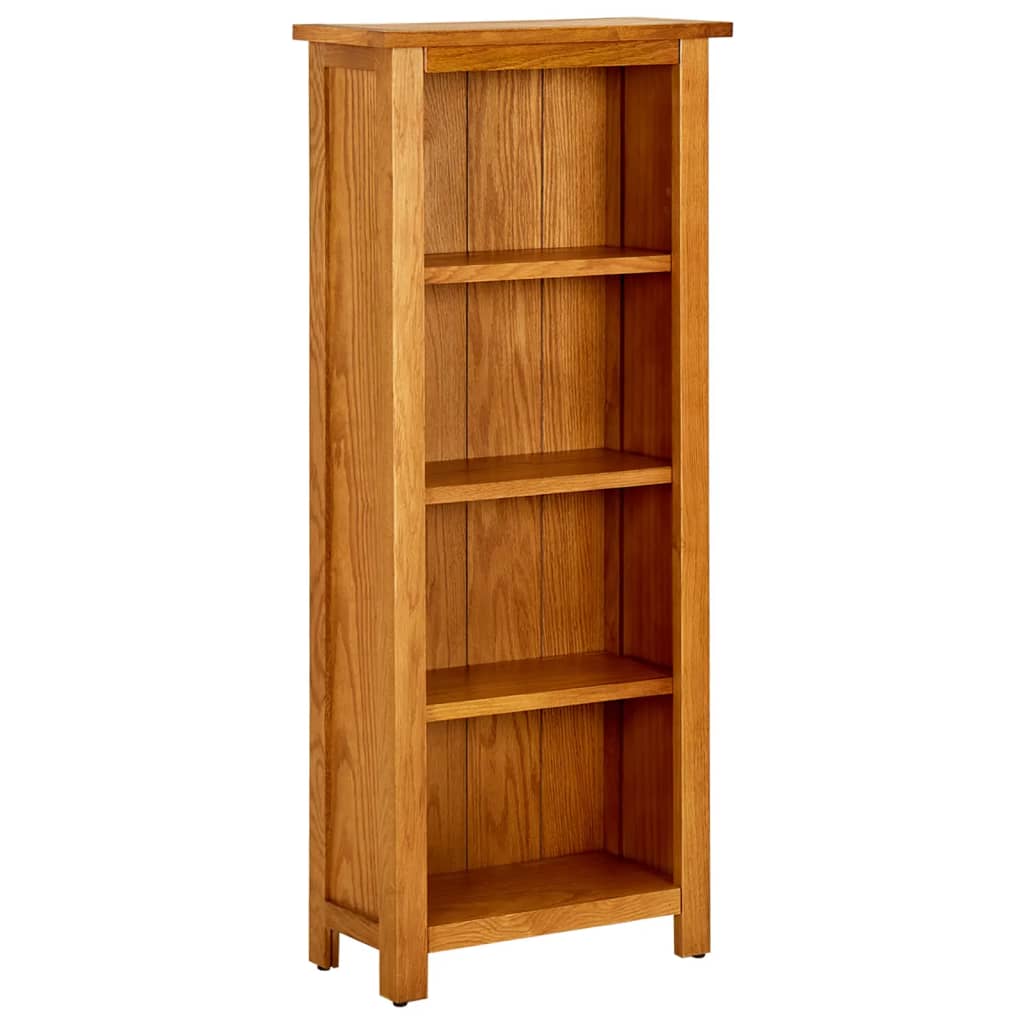 bogreol med 4 hylder 45x22x110 cm massivt egetræ billede
