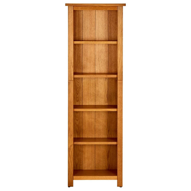 bogreol med 5 hylder 45x22x140 cm massivt egetræ