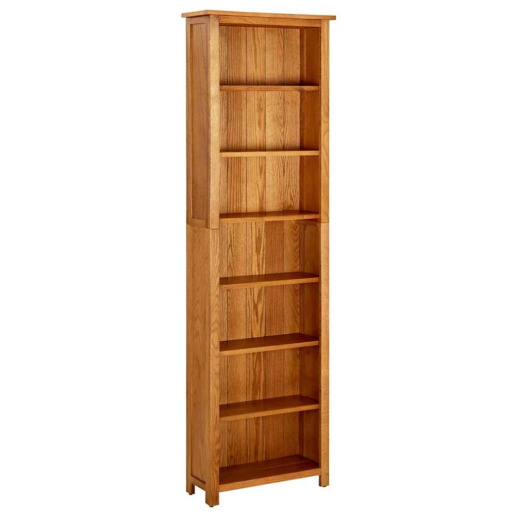 bogreol med 7 hylder 60x22x200 cm massivt egetræ billede
