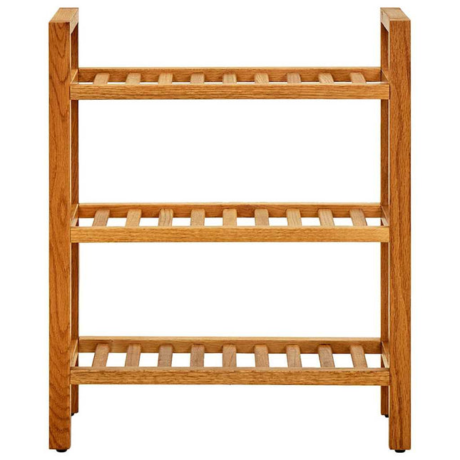 skostativ med 3 hylder 50x27x60 cm massivt egetræ