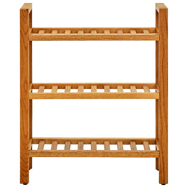 skostativ med 3 hylder 50x27x60 cm massivt egetræ