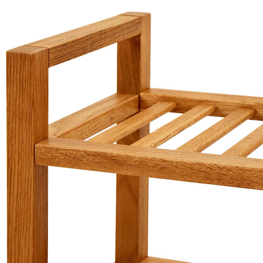 skostativ med 2 hylder 100x27x40 cm massivt egetræ