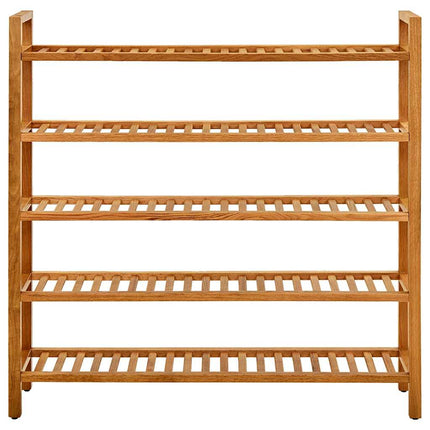 skostativ med 5 hylder 100x27x100 cm massivt egetræ