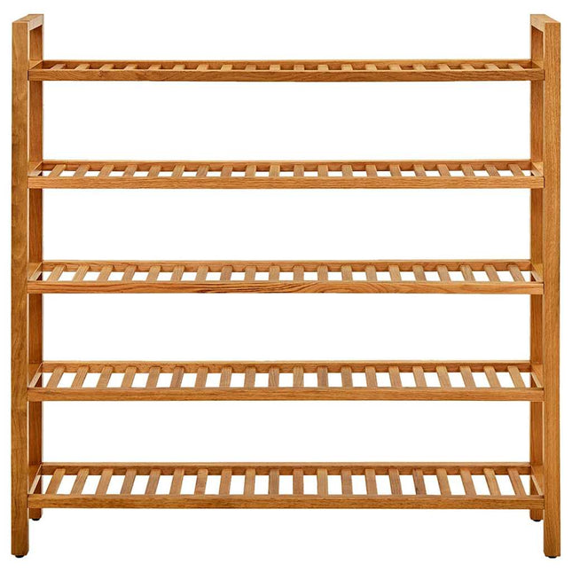 skostativ med 5 hylder 100x27x100 cm massivt egetræ
