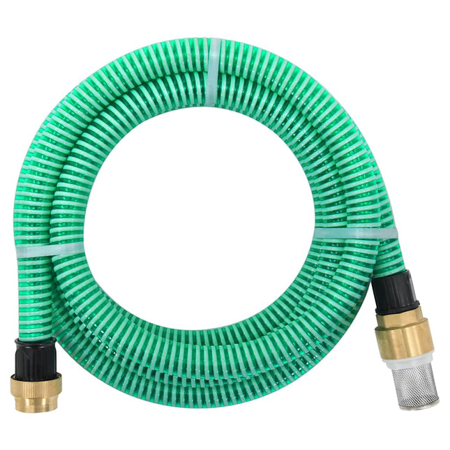 sugeslange med messingkoblinger 1,1" 15 m PVC grøn