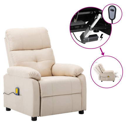 elektrisk massagestol cremefarvet stof