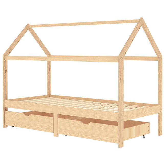 sengestel til børn med skuffer 90x200 cm massivt fyrretræ