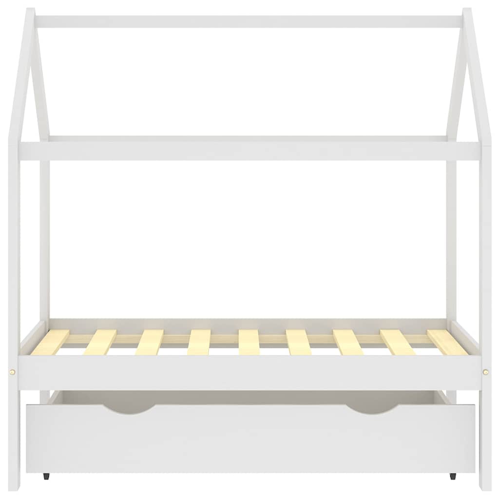 sengestel til børneseng 70x140 cm med skuffe fyrretræ hvid