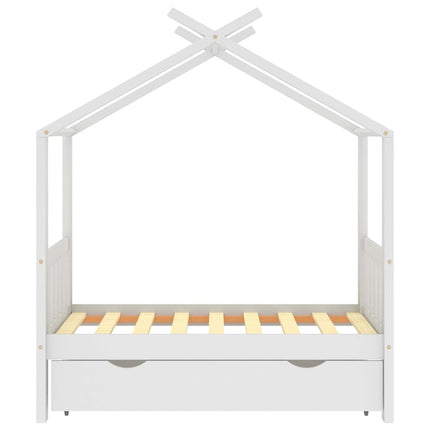 sengestel til børneseng 70x140 cm med skuffe fyrretræ hvid