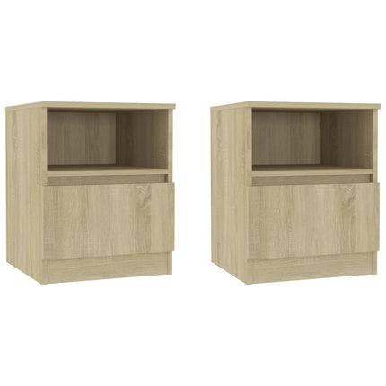 sengeskab 2 stk. 40x40x50 cm konstrueret træ sonoma-eg