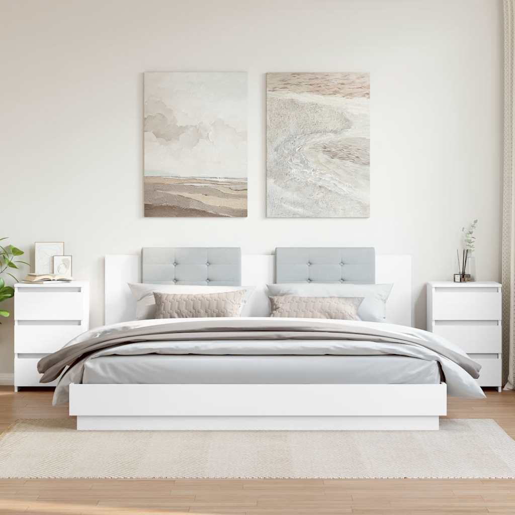 sengebord 2 stk. 40x35x62,5 cm konstrueret træ hvid