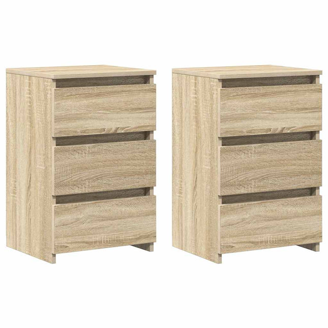 sengeborde 2 stk. 40x35x62,5 cm konstrueret træ egetræsfarvet
