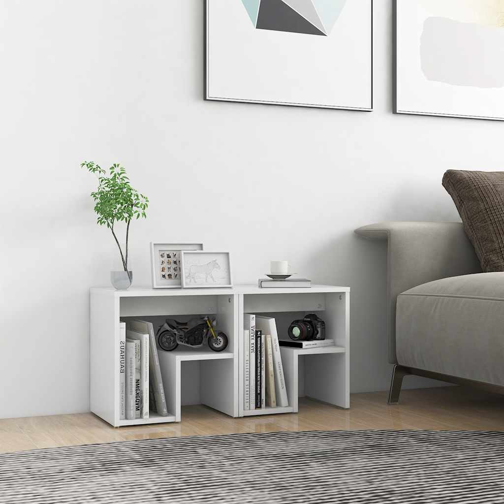 sengeborde 2 stk. 40x30x40 cm konstrueret træ hvid