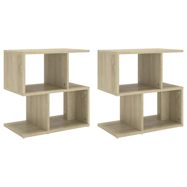sengeborde 2 stk. 50x30x51,5 cm konstrueret træ sonoma-eg