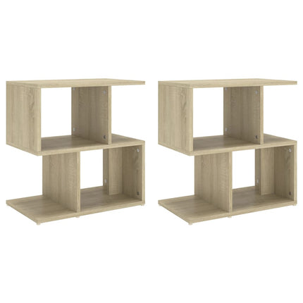 sengeborde 2 stk. 50x30x51,5 cm konstrueret træ sonoma-eg