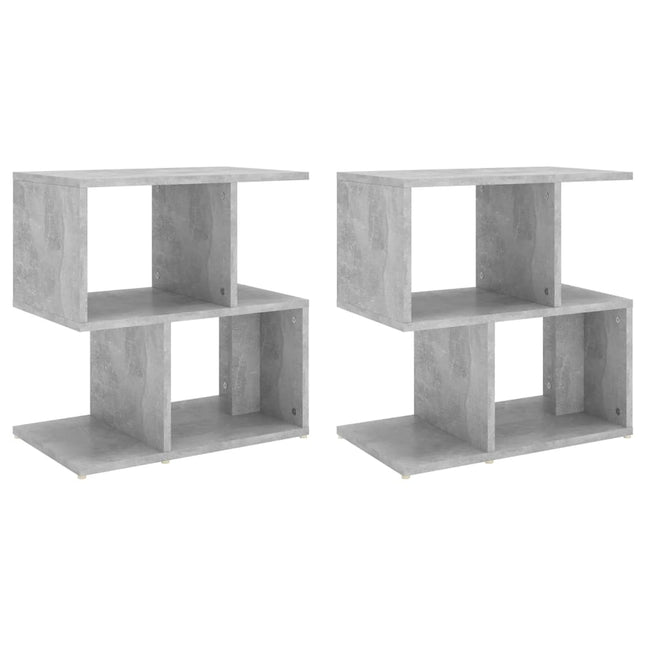 sengeborde 2 stk. 50x30x51,5 cm konstrueret træ betongrå