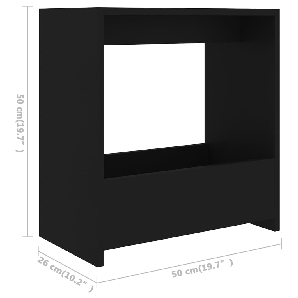 sidebord 50x26x50 cm konstrueret træ sort