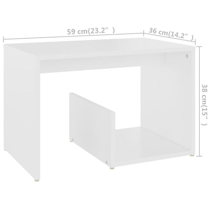 sidebord 59x36x38 cm konstrueret træ hvid