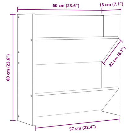 væghængt skoskab 60x18x60 cm konstrueret træ sonoma-eg