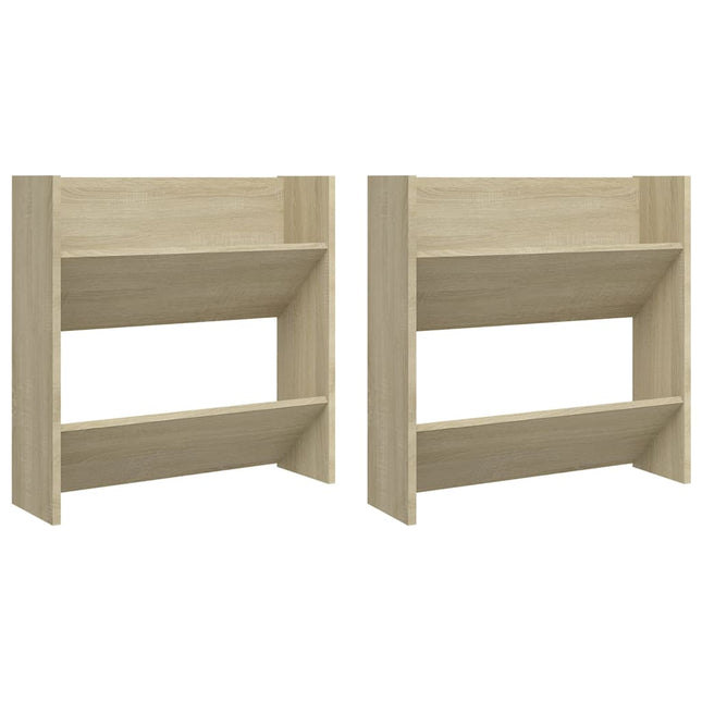 væghængt skoskab 2 stk. 60x18x60 cm konstrueret træ sonoma-eg
