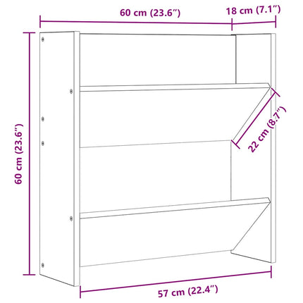 væghængt skoskab 2 stk. 60x18x60 cm konstrueret træ sonoma-eg