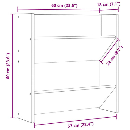 skoreoler væg 2 stk. 60x18x60 cm konstrueret træ sort højglans