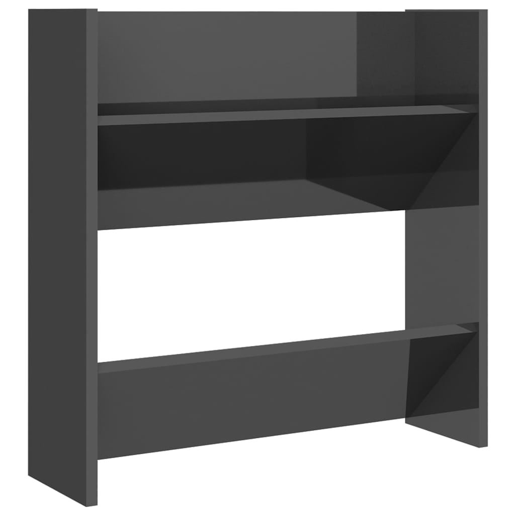 væghængt skoreol 2 stk. 60x18x60cm konstrueret træ grå højglans
