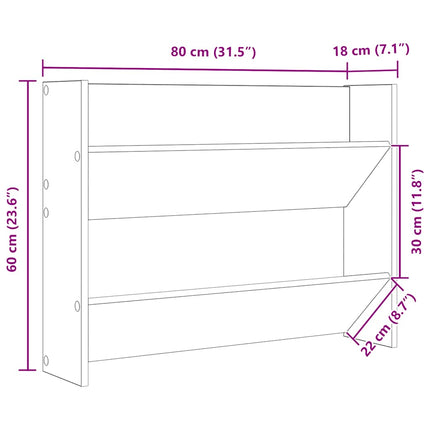 væghængt skoskab 80x18x60 cm konstrueret træ sonoma-eg