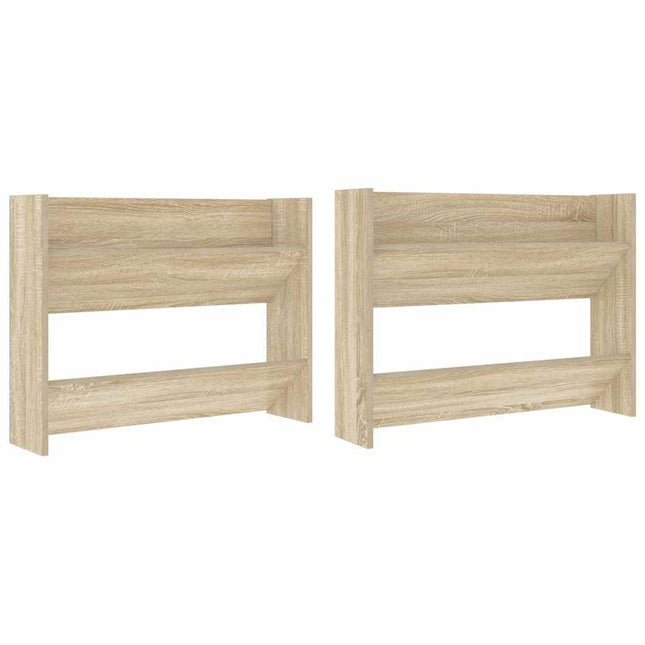 væghængt skoskab 2 stk. 80x18x60 cm konstrueret træ sonoma-eg