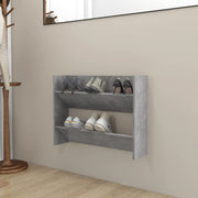 væghængt skoskab 80x18x60 cm konstrueret træ betongrå