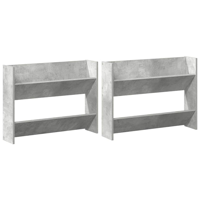 væghængte skoskabe 2 stk. 80x18x60 cm spånplade betongrå